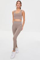 Women's Seamless Ribbed Sports Bra in Taupe Small