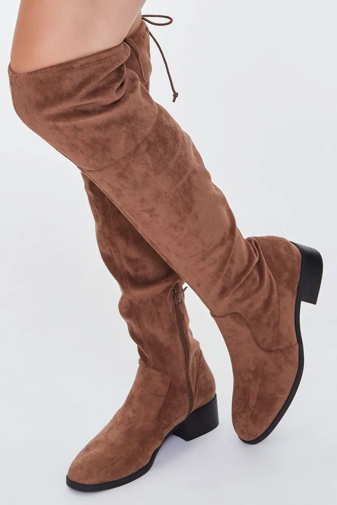 Women's Faux Suede Over-the-Knee Boots in Taupe, 8