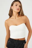 Women's Compact Ribbed Knit Tube Top in White, XL