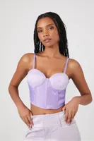 Women's Organza Cropped Bustier Cami in Lavender Small