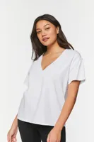 Women's V-Neck Short-Sleeve T-Shirt in White Small