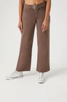 Women's Belted High-Rise Mom Jeans in Dark Brown Small