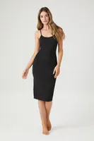 Women's Lace-Trim Lingerie Midi Slip Dress in Black Medium