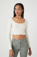 Women's Pointelle Knit Crop Top in Birch Small