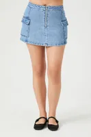 Women's Pleated Zip-Up Denim Mini Skirt , XL