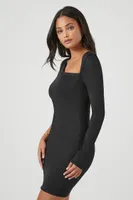 Women's One-Sleeve Bodycon Mini Dress in Black Large