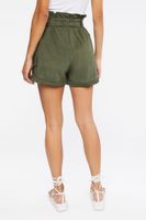 Women's Belted Corduroy Paperbag Shorts in Olive Small