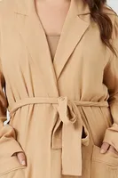 Women's Belted Twill Trench Coat in Khaki, 2X