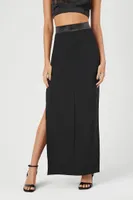 Women's Crepe Slit Maxi Skirt in Black Large