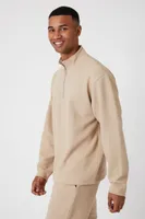 Men Quarter-Zip Long-Sleeve Top in Taupe Medium