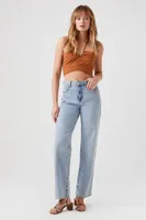 Women's Poplin Halter Crop Top in Rust Medium