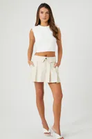 Women's Sweater-Knit Crop Top in White, XL