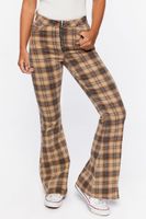 Women's Plaid High-Rise Flare Pants in Yellow, 25