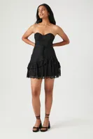 Women's Lace Sweetheart Ruffle-Trim Dress