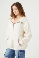 Women's Los Angeles California Zip-Up Hoodie in Cream, XS