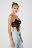 Women's Lace Ribbon Cropped Cami Black