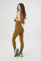 Women's Ribbed Scoop-Neck Jumpsuit in Cigar Large