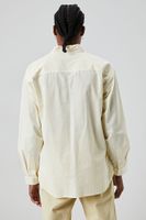 Men Striped Button-Front Shirt in Yellow/White Large