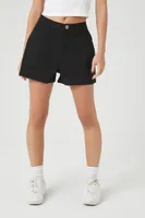 Women's Twill High-Rise Shorts in Black Small