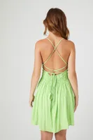 Women's Smocked Ruffle Cami Mini Dress in Lime Medium