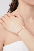 Women's Faux Gem Curb Bracelet in Clear/Gold