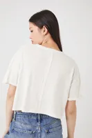 Women's Drop-Sleeve Cropped T-Shirt in White Medium