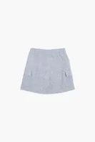 Girls Fleece Cargo Shorts (Kids) in Heather Grey, 11/12