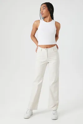 Women's Twill Striped Straight-Leg Pants