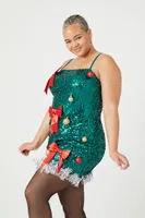 Women's Sequin Christmas Tree Dress Green,