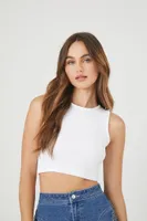 Women's Seamless Cropped Tank Top in White, L/XL