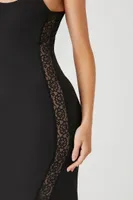 Women's Lace-Trim Lingerie Midi Slip Dress in Black Medium