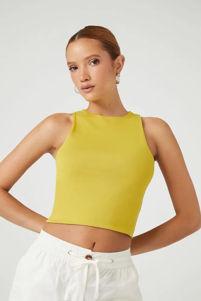 Forever 21 Women's Cropped Tank Top in Olivine Small