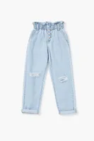 Girls Distressed Paperbag Jeans (Kids) Denim,