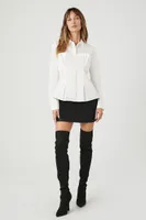 Women's Pleated Poplin Shirt in White Small