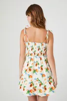 Women's Tropical Fruit Print Mini Dress in White Small