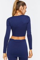 Women's Active Seamless Long-Sleeve Crop Top in Navy Medium