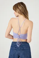 Women's Sweater-Knit Cropped Halter Top in Lavender, XL