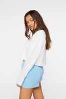 Women's Palm Beach Graphic Raw-Cut Pullover in White/Blue Medium