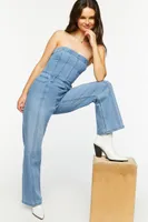 Women's Twill Tube Jumpsuit in Light Denim Medium