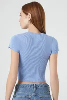 Women's Fitted Sweater-Knit Crop Top