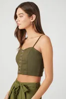 Women's Sweetheart Cropped Cami in Green Medium