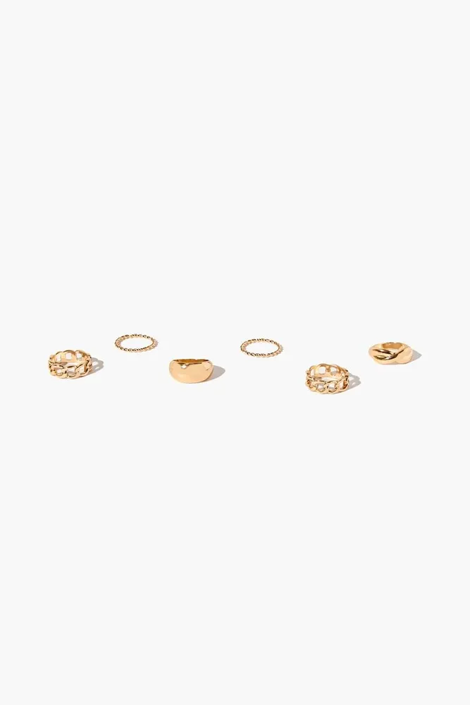 Women's Twisted Chain Ring Set in Gold, 7