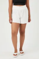 Women's Smocked Pull-On Shorts in White, 3X