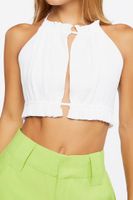 Women's Sweater-Knit Cropped Halter Top in Vanilla Large