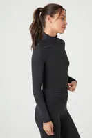 Women's Active Half-Zip Cropped Jacket in Black Small