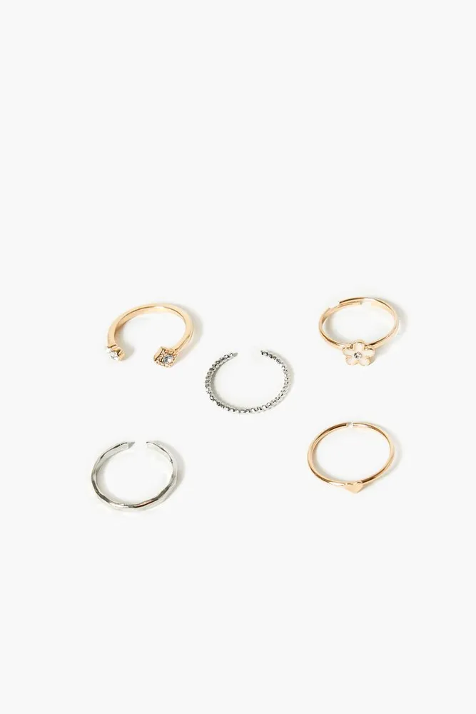 Women's Faux Gem Toe Ring Set in Gold/Silver