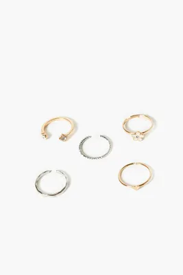 Women's Faux Gem Toe Ring Set in Gold/Silver