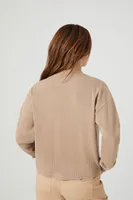 Women's Waffle Knit Drop-Sleeve Top in Sand Large