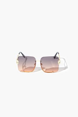 Women Gradient Square Sunglasses in Gold/Peach