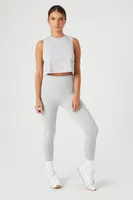 Women's Active Cropped Muscle T-Shirt in Heather Grey Large